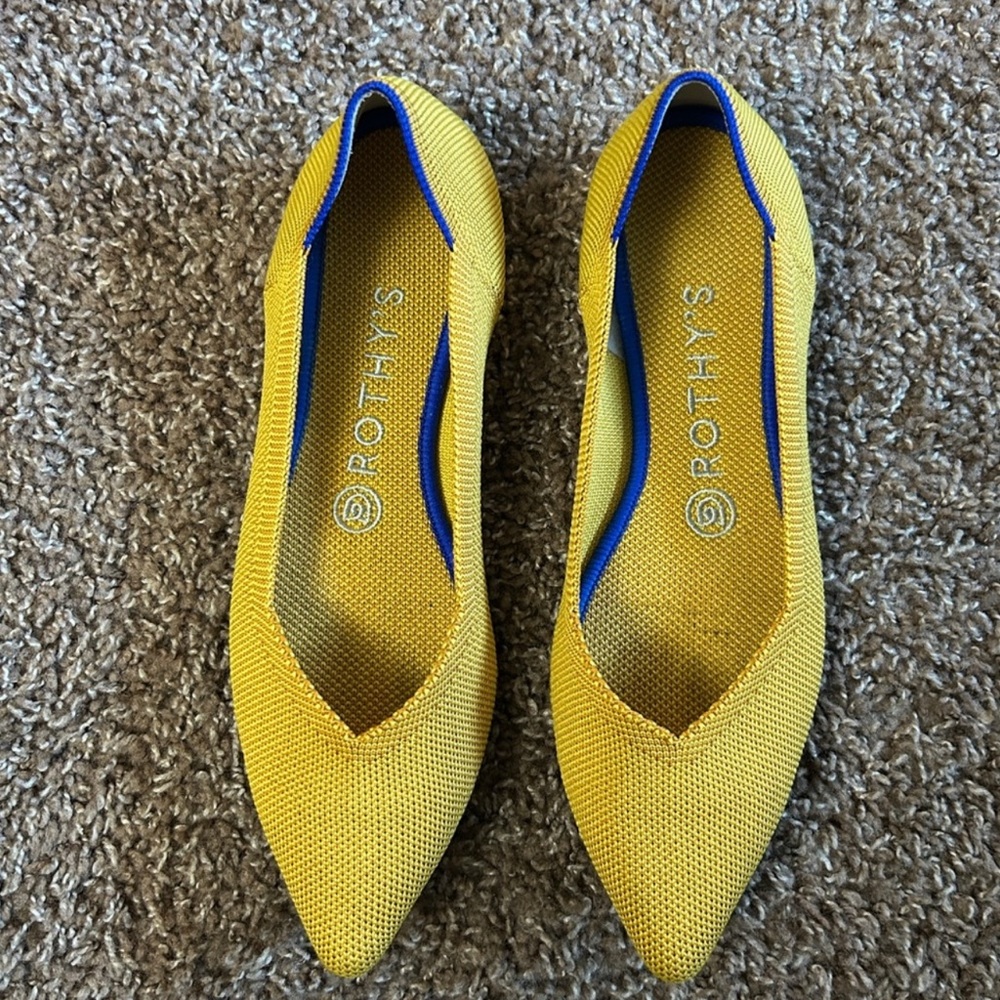 Rothy's Women's Vibrant Yellow Flats with Blue Trim Size W8